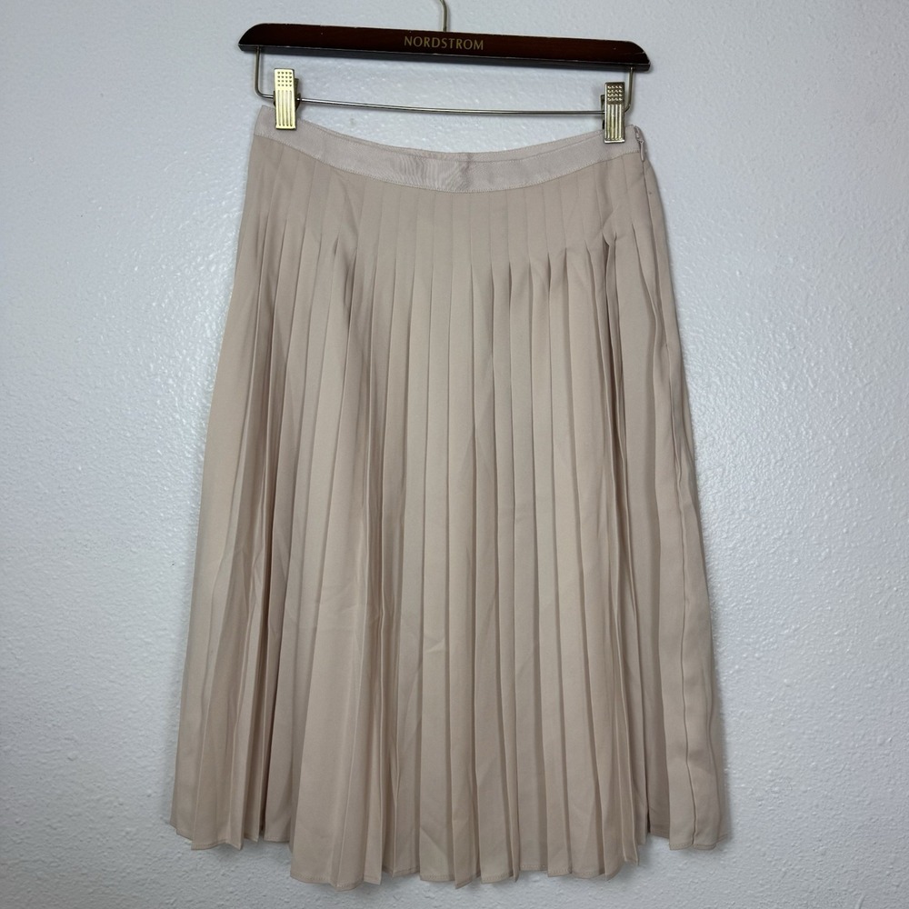 Ann Taylor Pleated A-line Skirt Cream Beige Women's 0 Chiffon Business Career